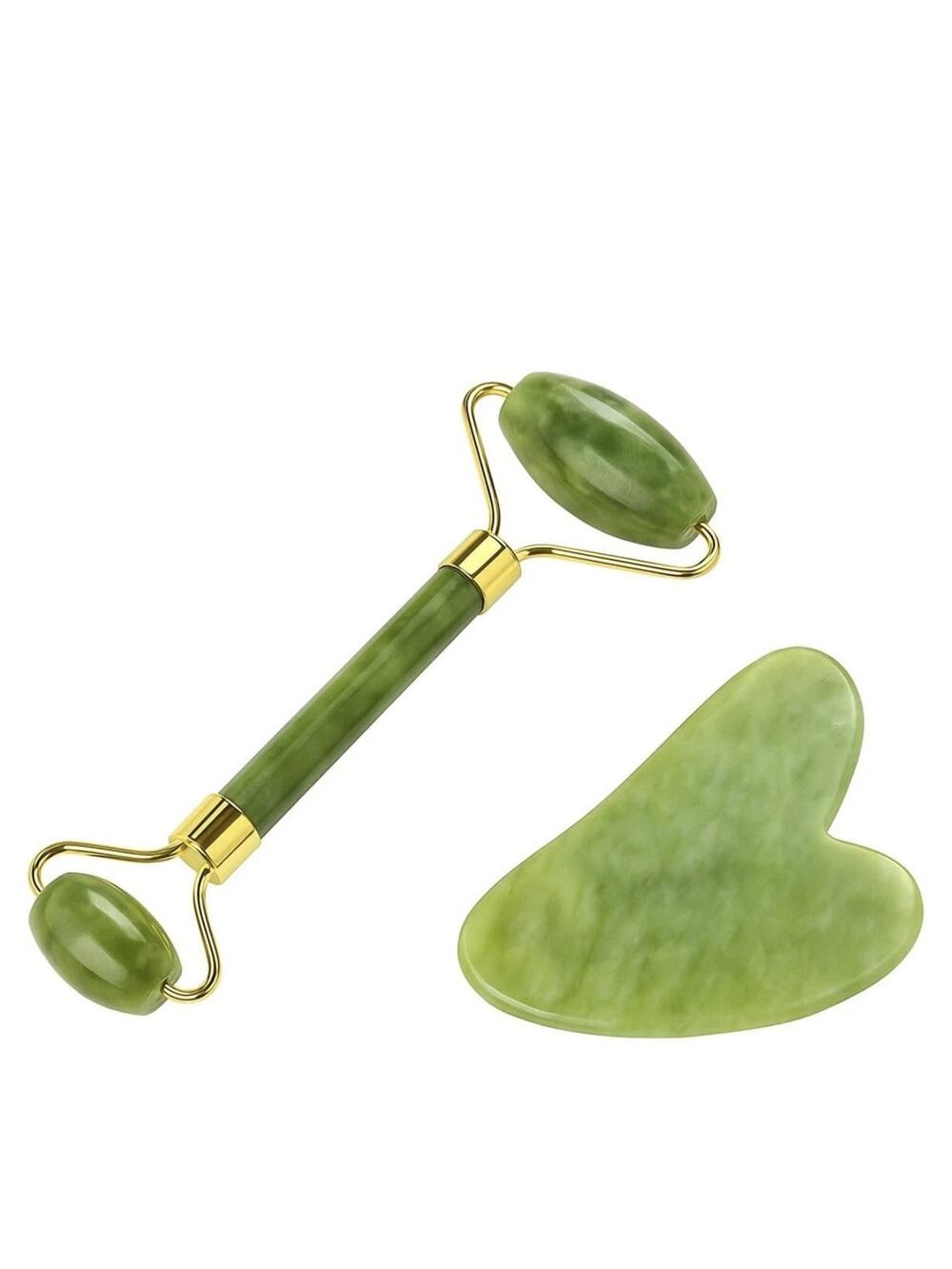 NIB Green Natural Gua Sha Lymphatic Drainage Massager, Facial Tools ,Jade Roller